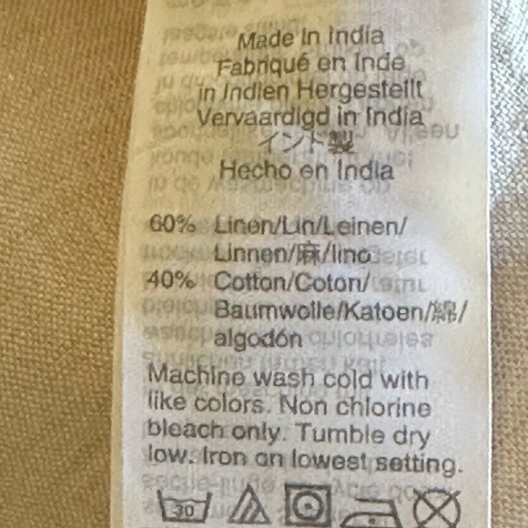 J. Crew Factory | Beige Linen/Cotton Blend Collared Pull-Over Shirt, Size M - Picture 4 of 6